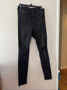 H&M Women's Black Skinny Jeans with Distressed Knees